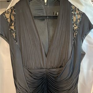 Tadashi Shoji Black Maxi Dress with Beaded Details